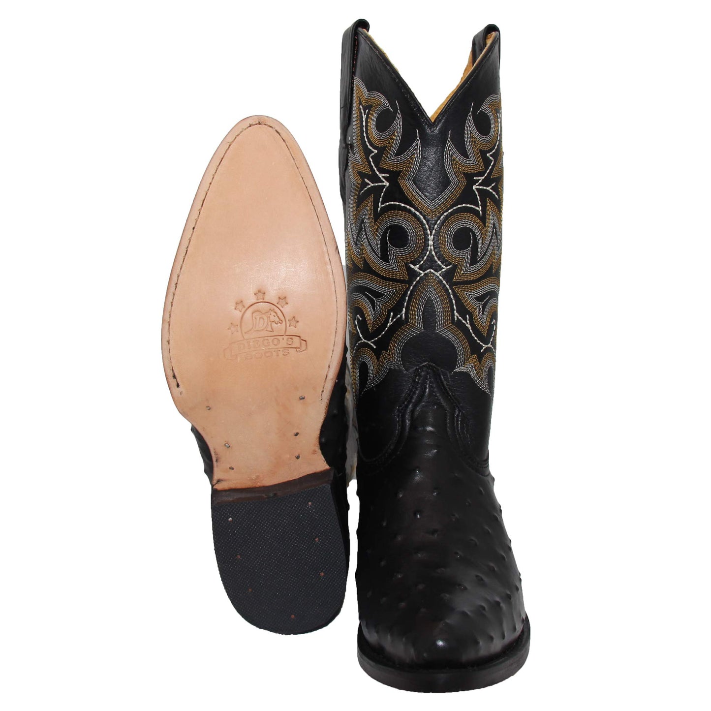 Men's Embossed Ostrich Quill Print Cowboy Boot