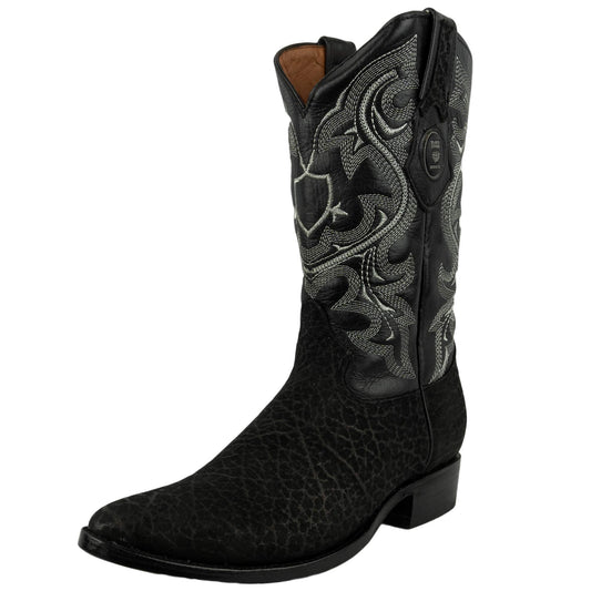 Mens Genuine Bull Neck Leather Cowboy Boot