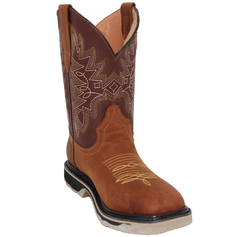 Men’s Leather Square Toe Western Work Boot