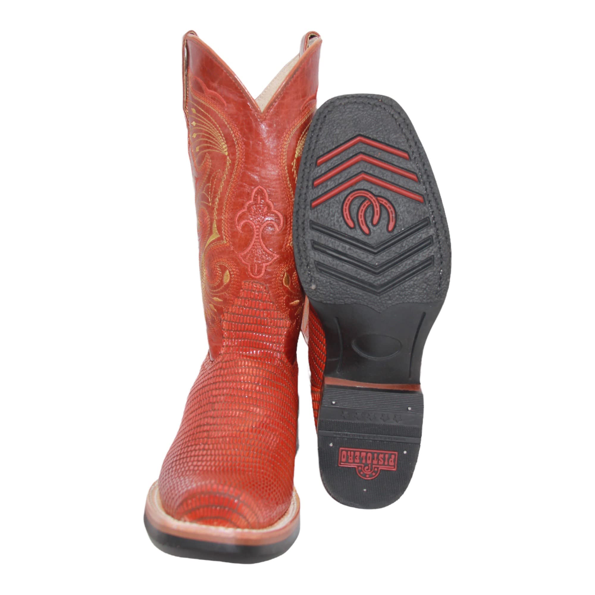 Men’s Genuine Leather Lizard Print Square Toe Cowboy Western Dress Boot