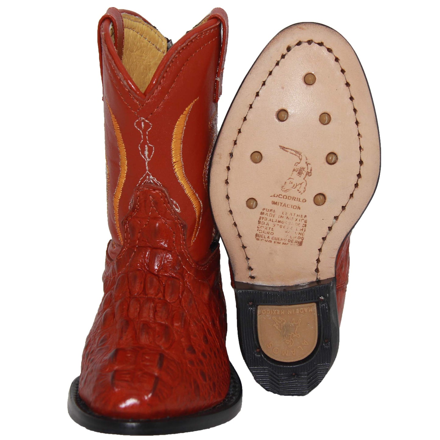 Toddler Infant Crocodile Print Oval Toe Western Boot