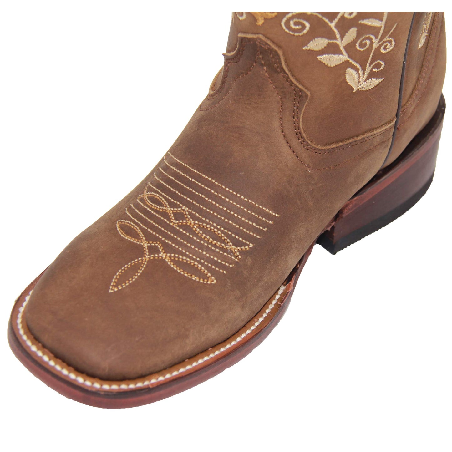 Womens Western Square Toe Leather Boots