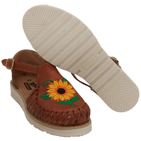 Women's Brown Leather Sunflower Huarache Sandal