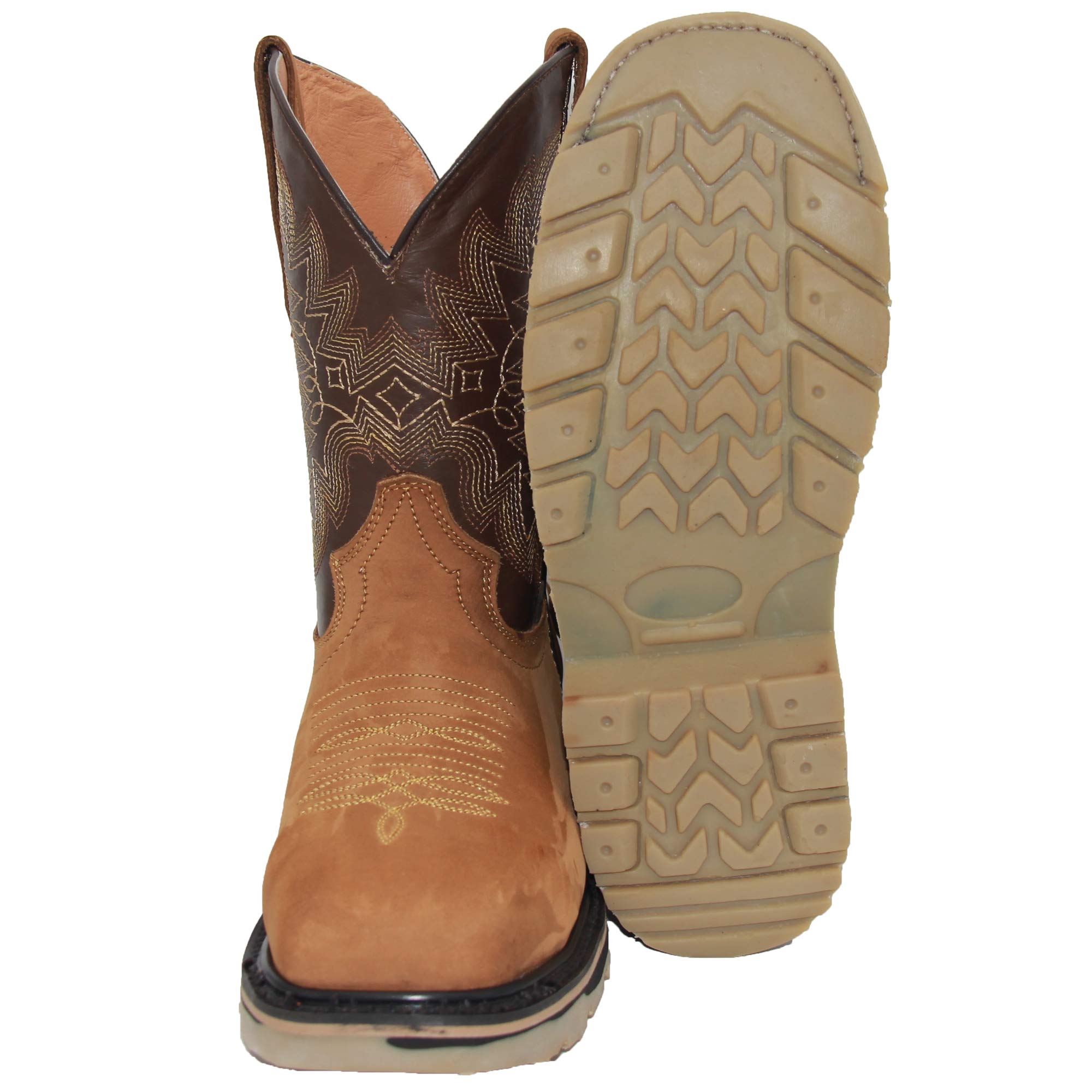 Men’s Leather Square Toe Steel Toe Western Work Boot