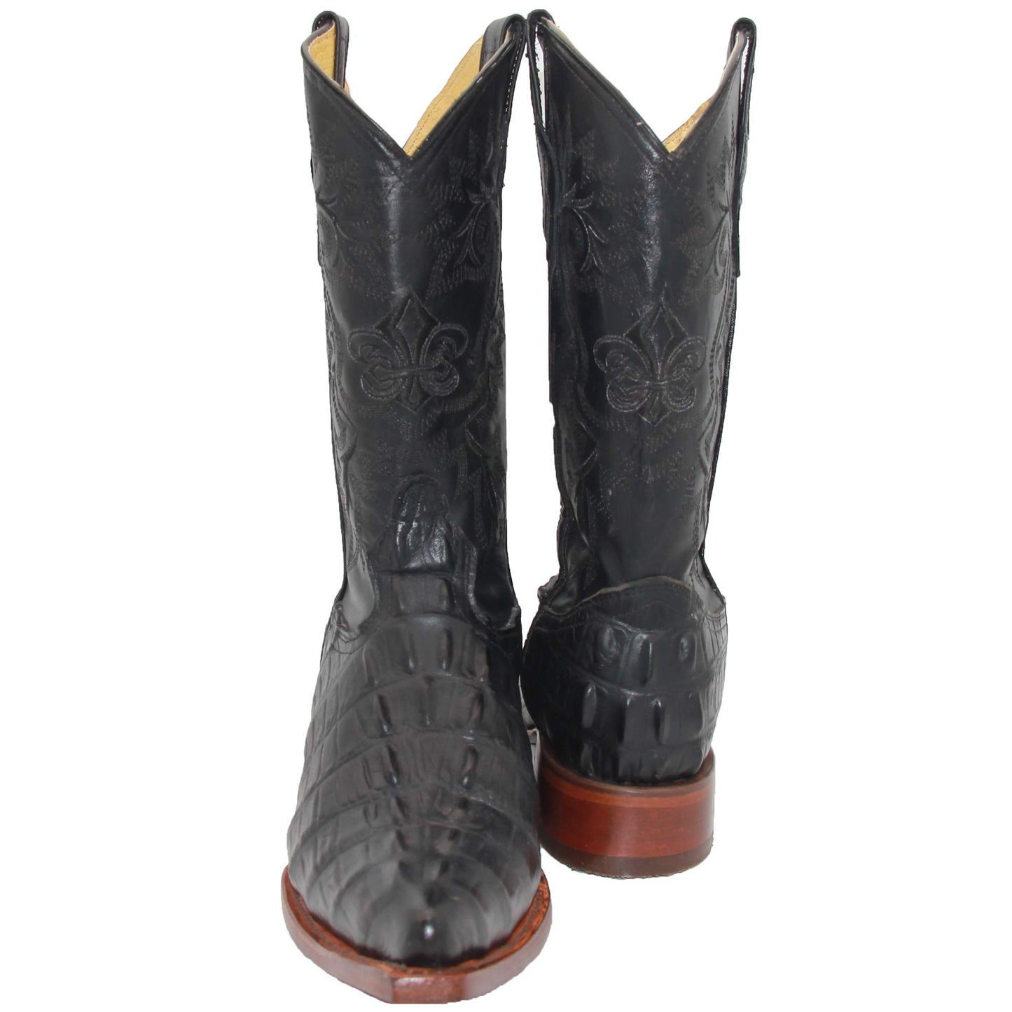 Mens Leather Crocodile Alligator Print Snip Toe Western Cowboy Boots