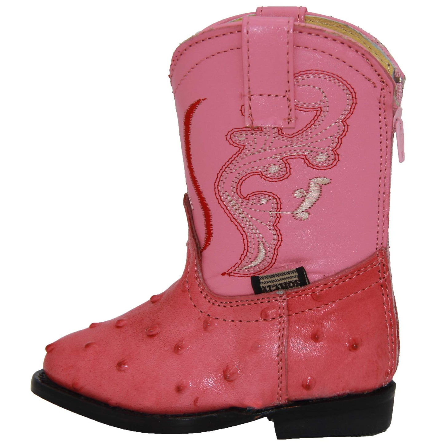 Infant Toddler Oval Toe Ostrich Print Cowboy Boot