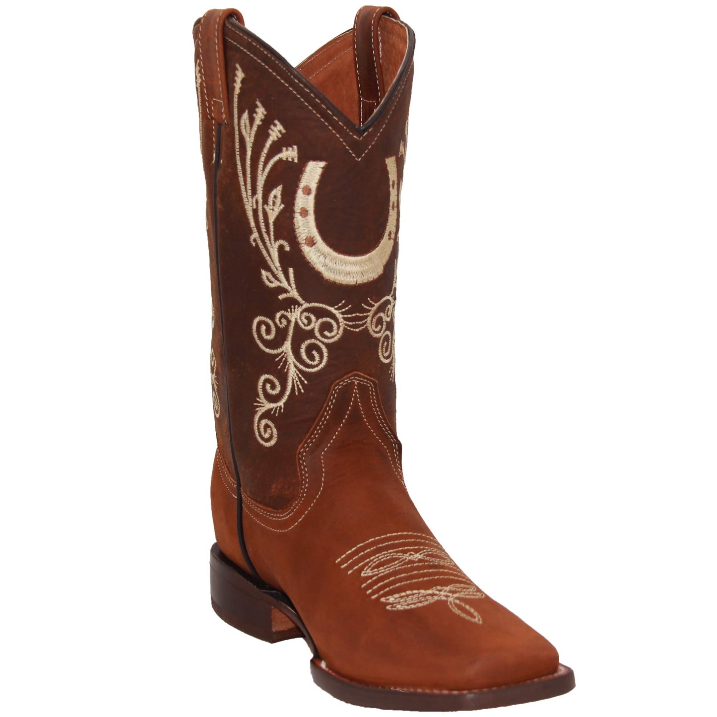 Women’s Leather Horse Shoe Stitched Cowboy Boots