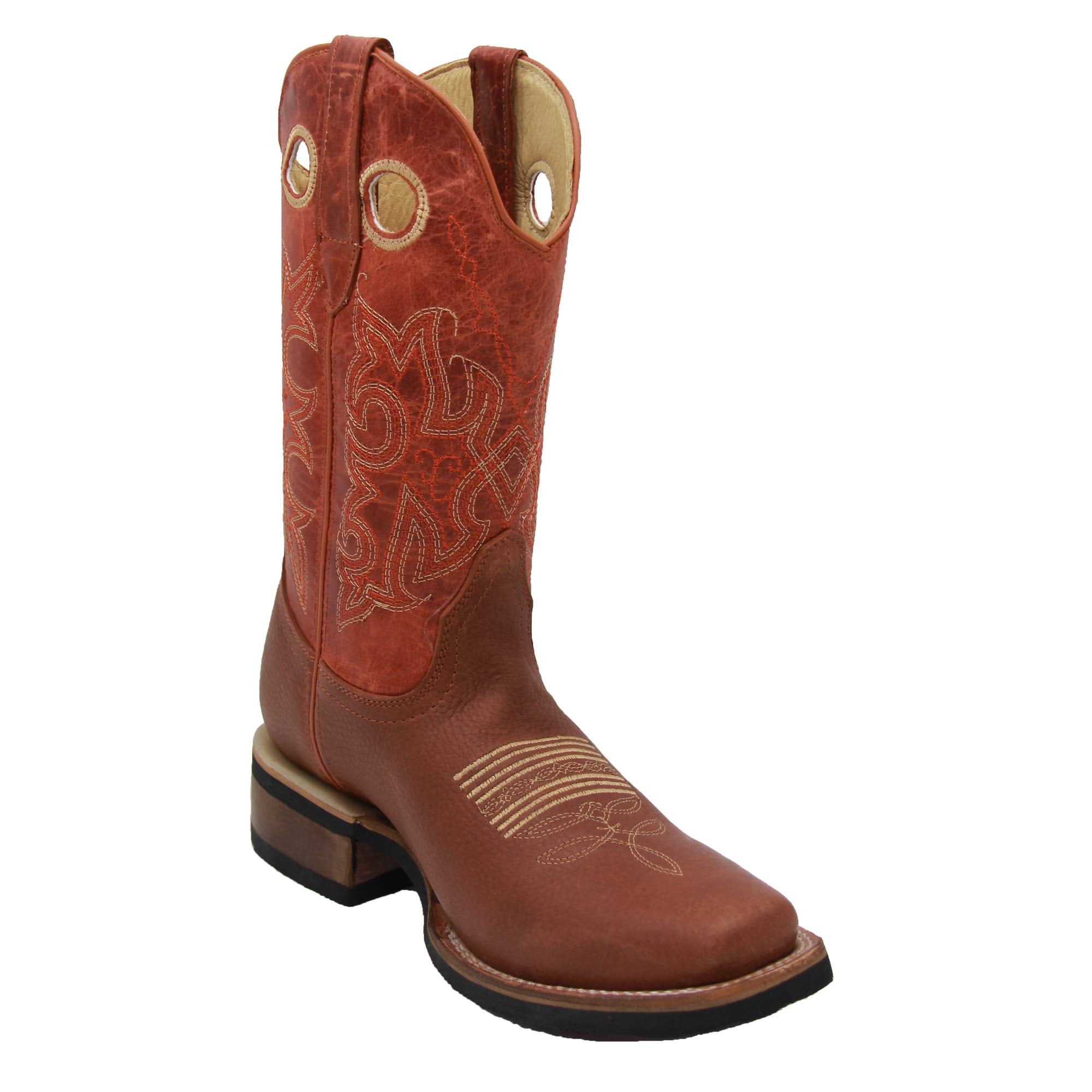 Mens Genuine Leather Cowboy Square Toe Rodeo Boots with Free Belt