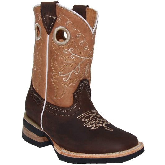 Kids Genuine Leather Square Toe Cowboy Boot (Toddler/Little Kid)