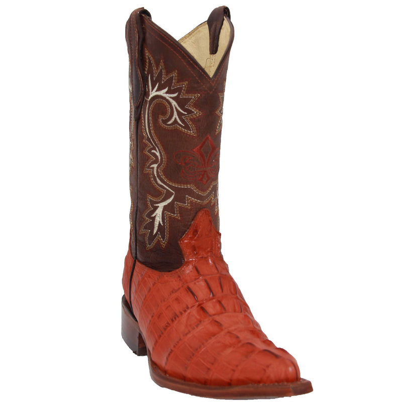 Mens Leather Crocodile Alligator Print Snip Toe Western Cowboy Boots