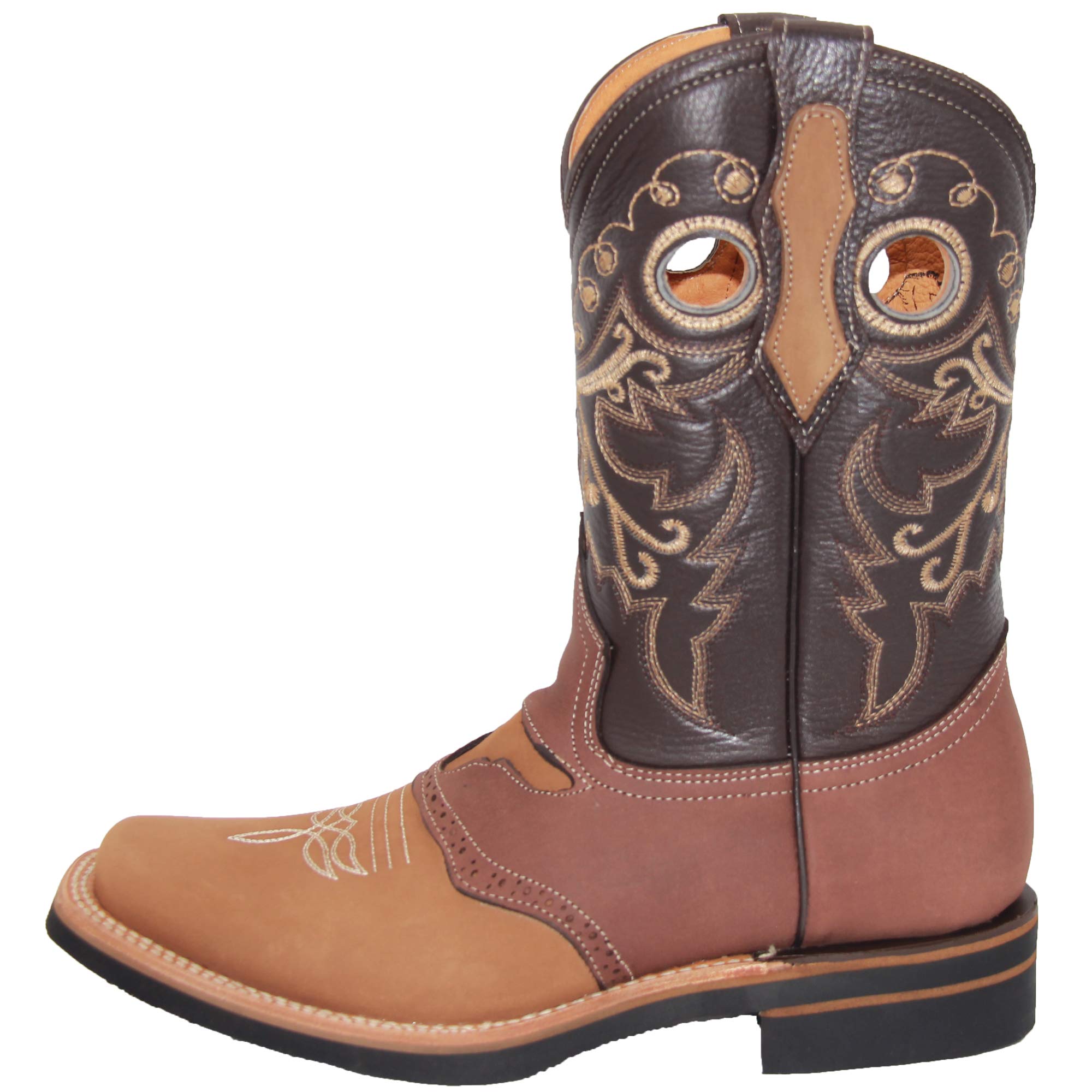 Men's Genuine Leather Western Boot Square Toe Rodeo Cowboy Boot