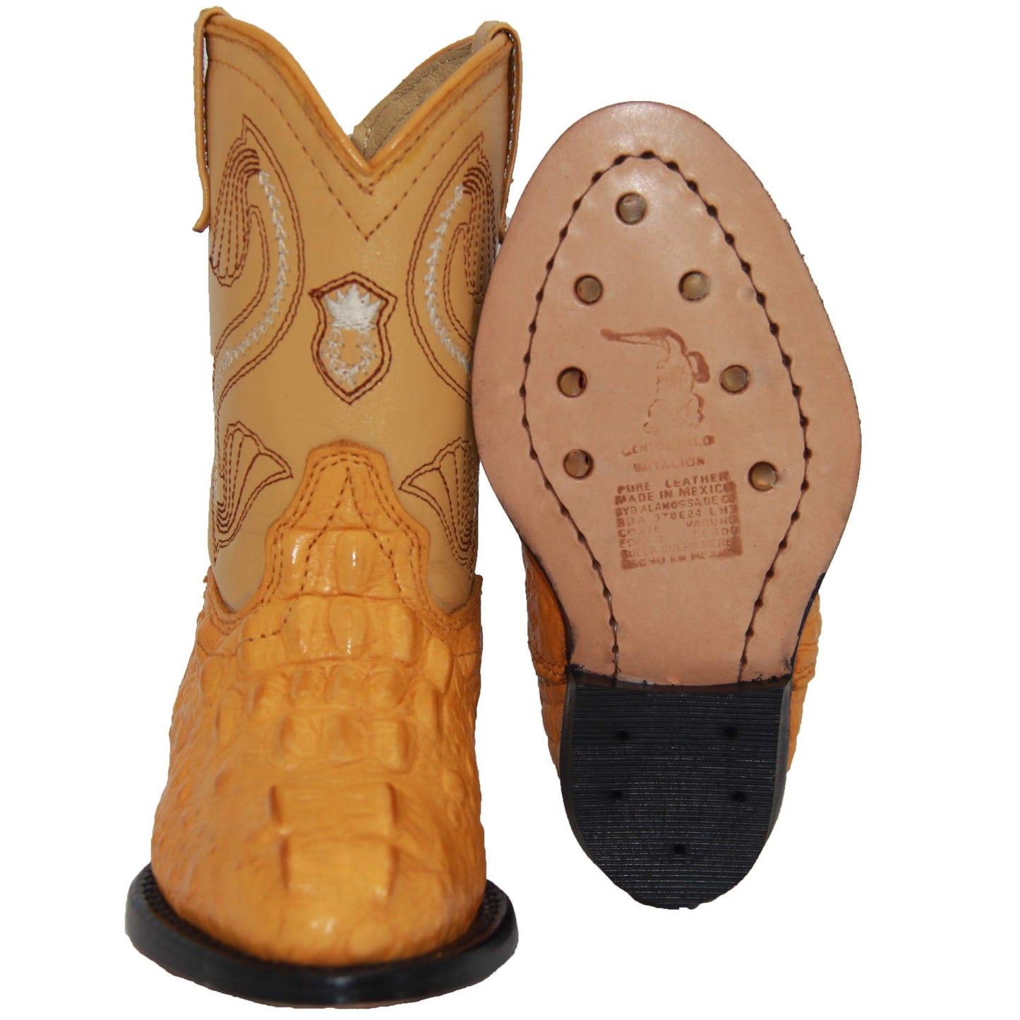 Toddler Infant Crocodile Print Oval Toe Western Boot