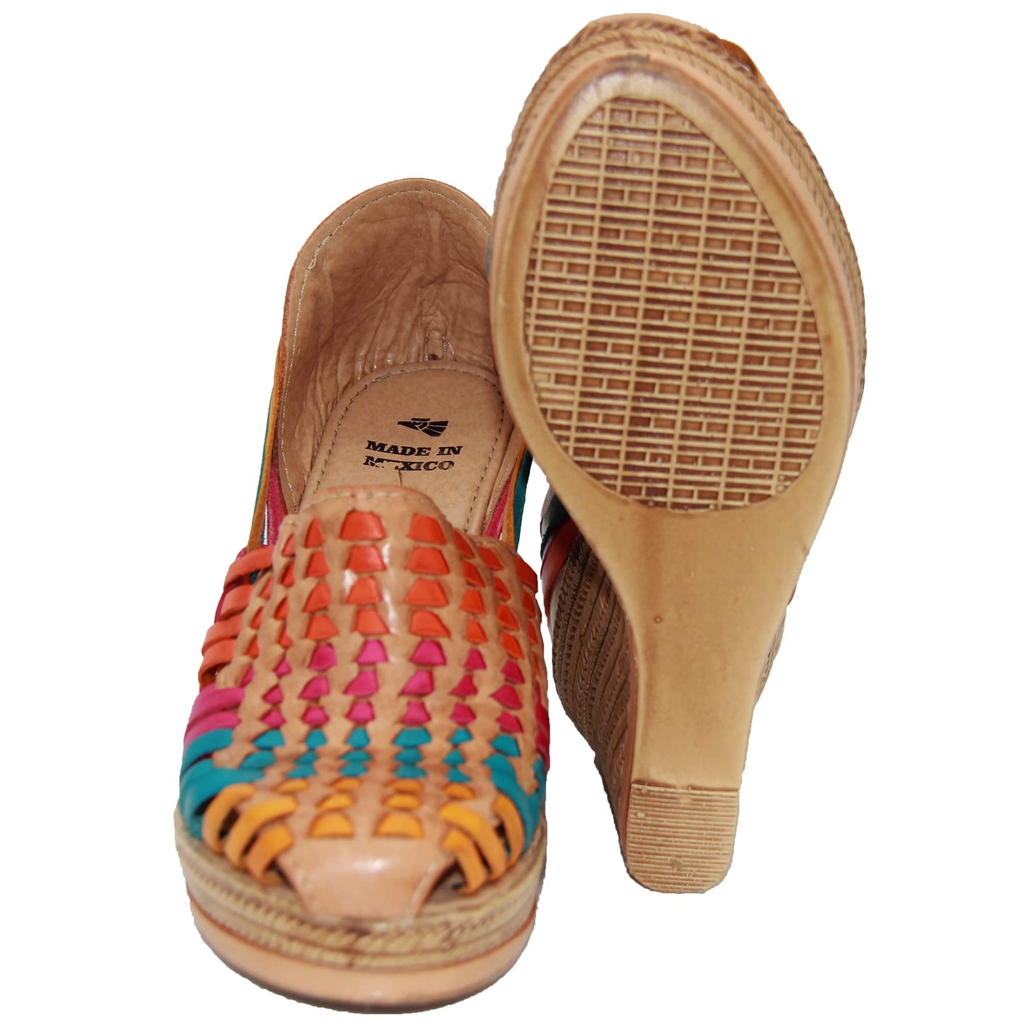 Women's Leather Mexican Huarache Wedge Sandal