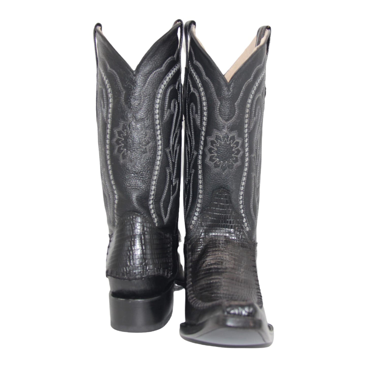 Men’s Genuine Leather Lizard Print Mid Calf Dress Cowboy Boots