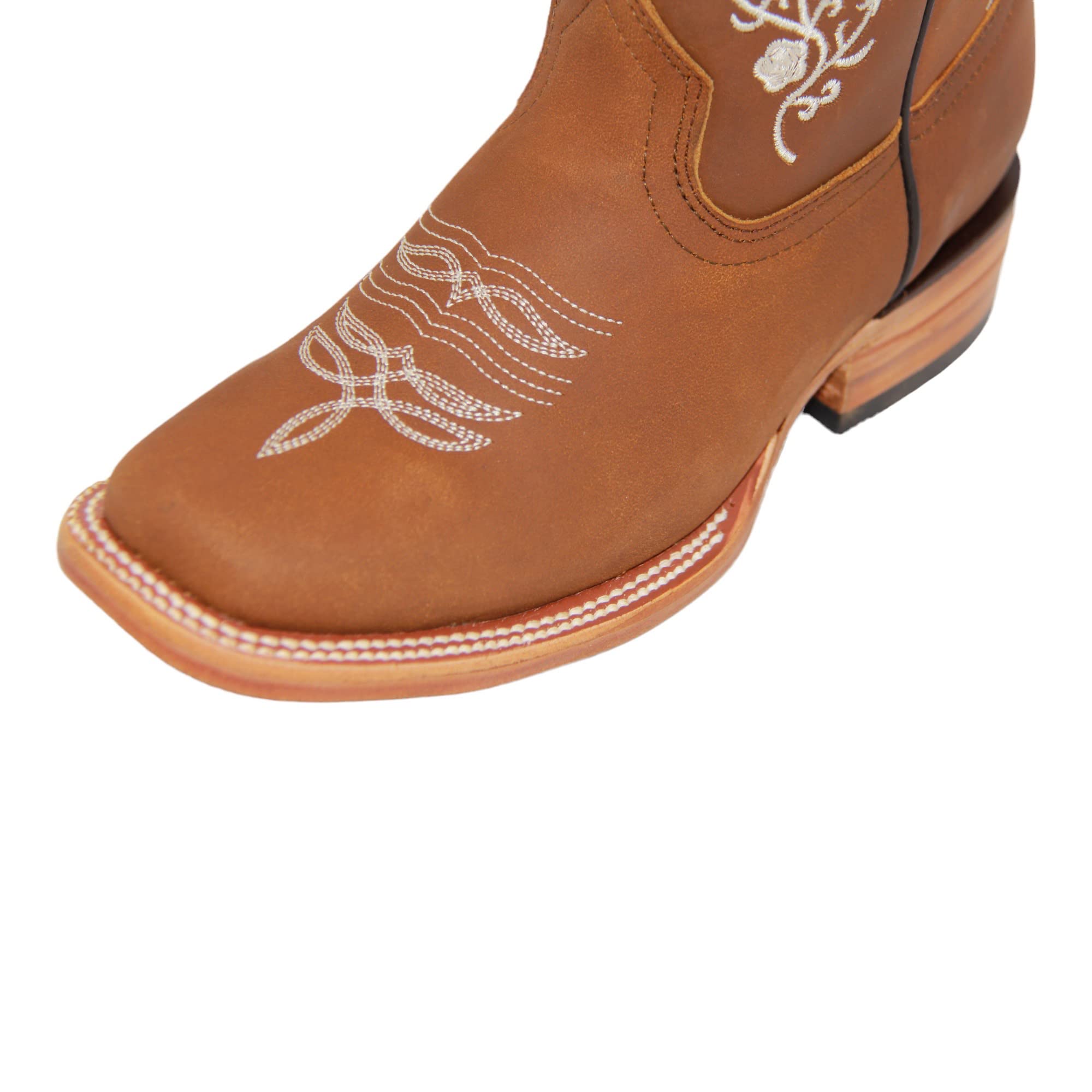 Women’s Cowgirl Cowboy Boot Floral Embroidered Square Toe Mid-Calf Western Boot