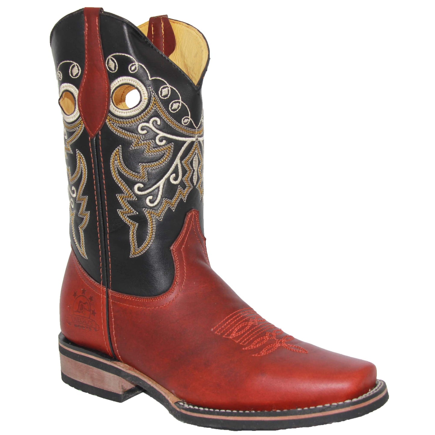 Mens Genuine Leather Cowboy Square Toe Western Rodeo Boots