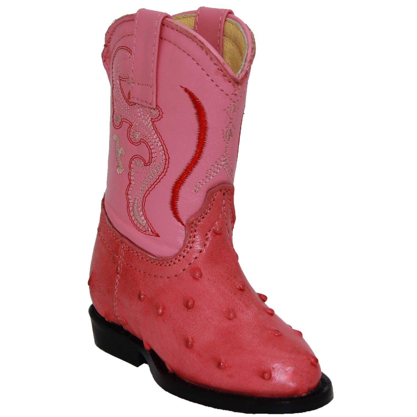 Infant Toddler Oval Toe Ostrich Print Cowboy Boot