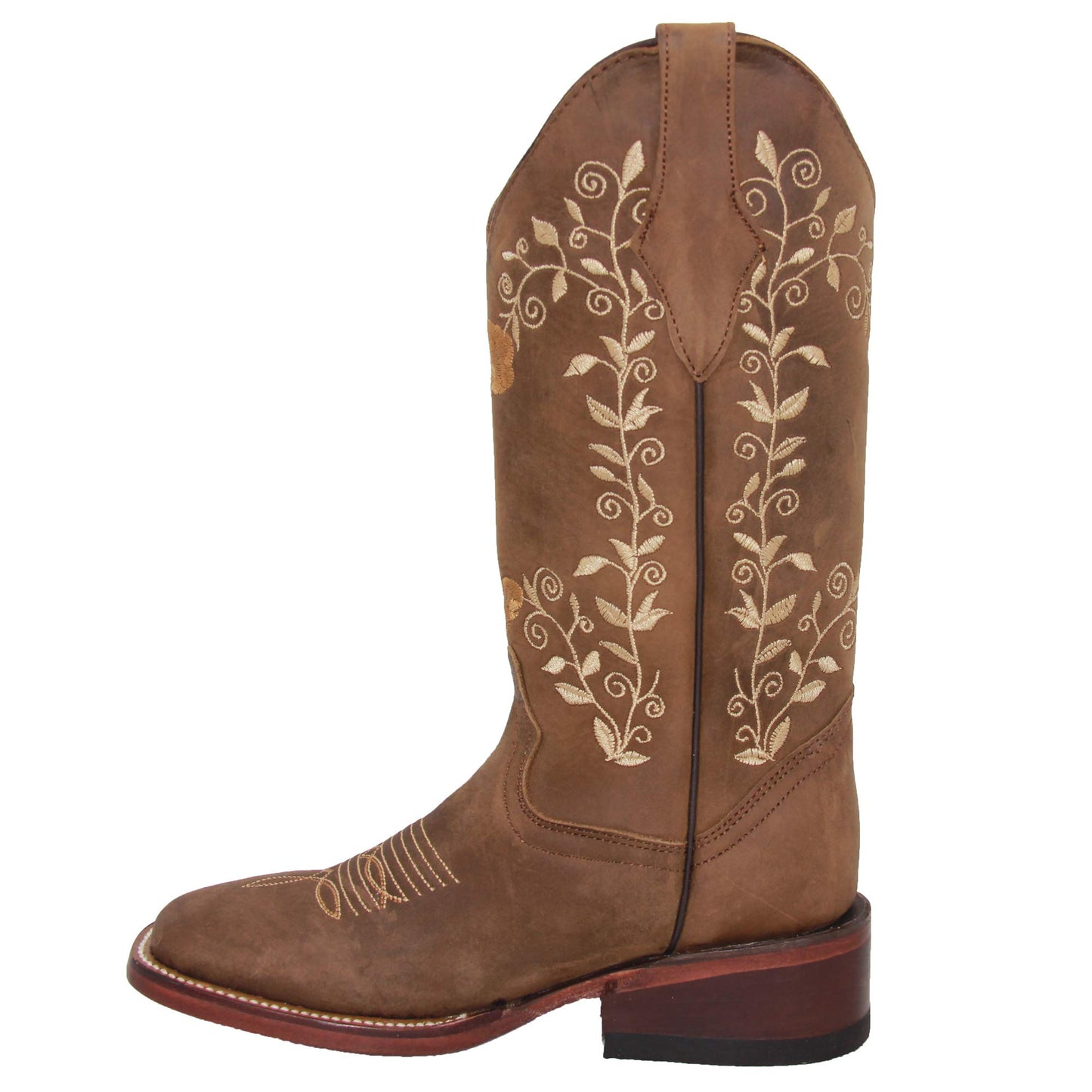 Womens Western Square Toe Leather Boots