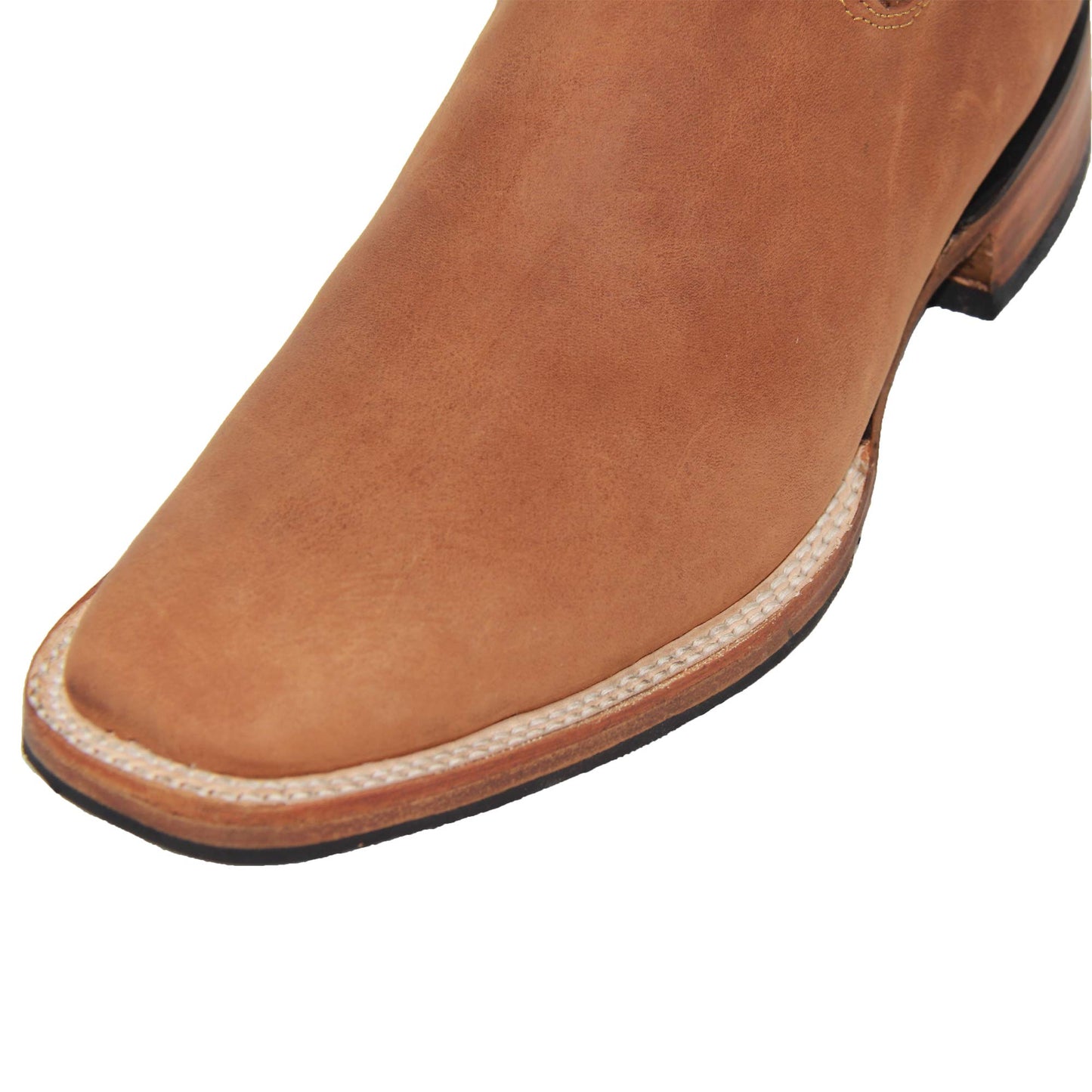 Men’s Short Ankle Square Toe Genuine Leather Cowboy Boot