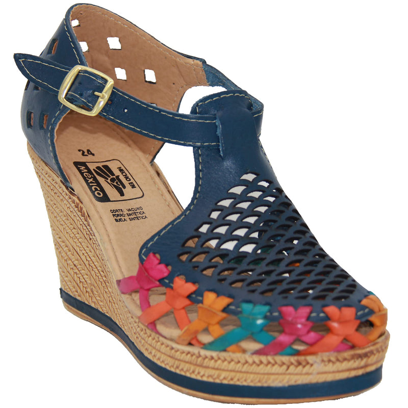 Women's Leather Mexican Huarache Wedge Sandal