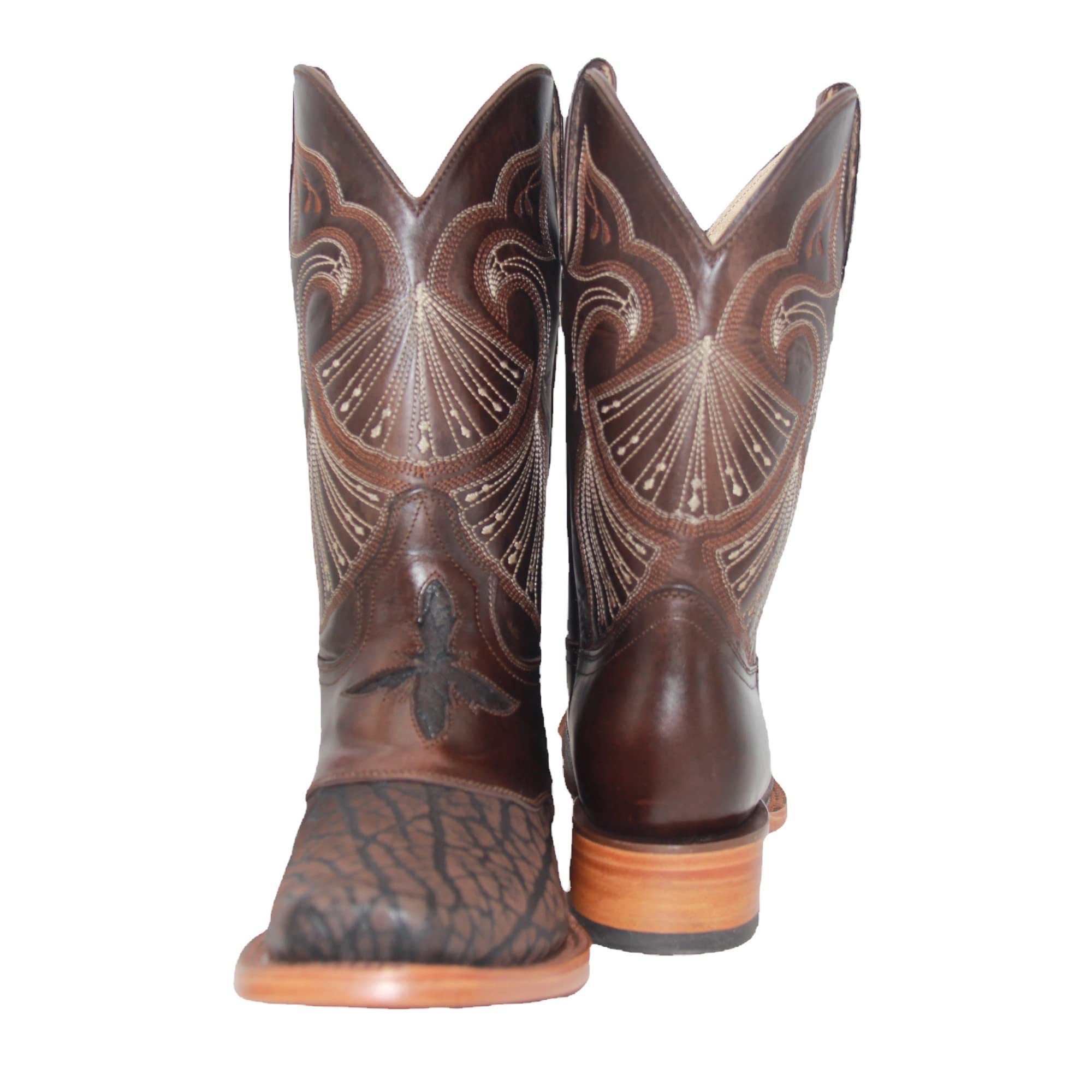 Men's Genuine Leather Square Toe Brown Dress Cowboy Western Boot