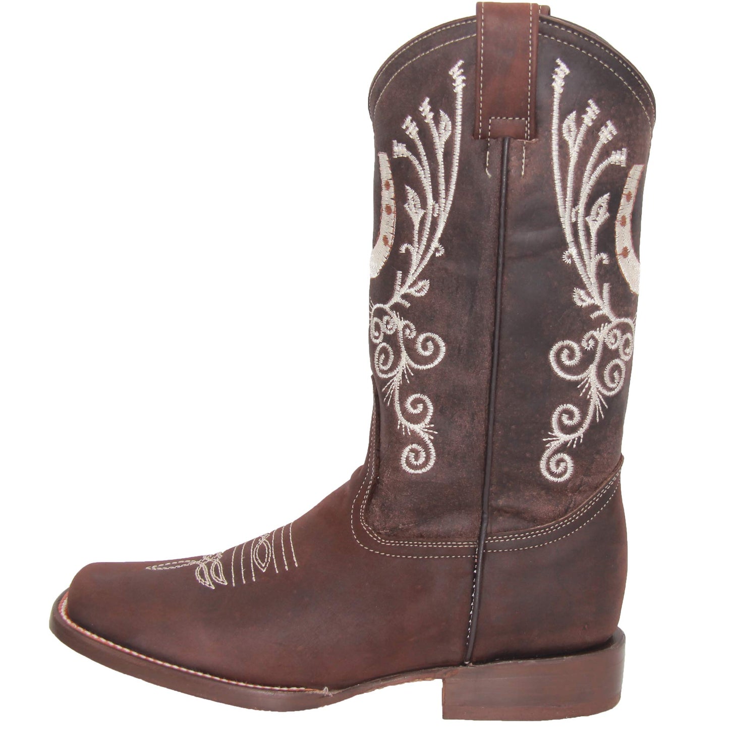 Women’s Leather Horse Shoe Stitched Cowboy Boots