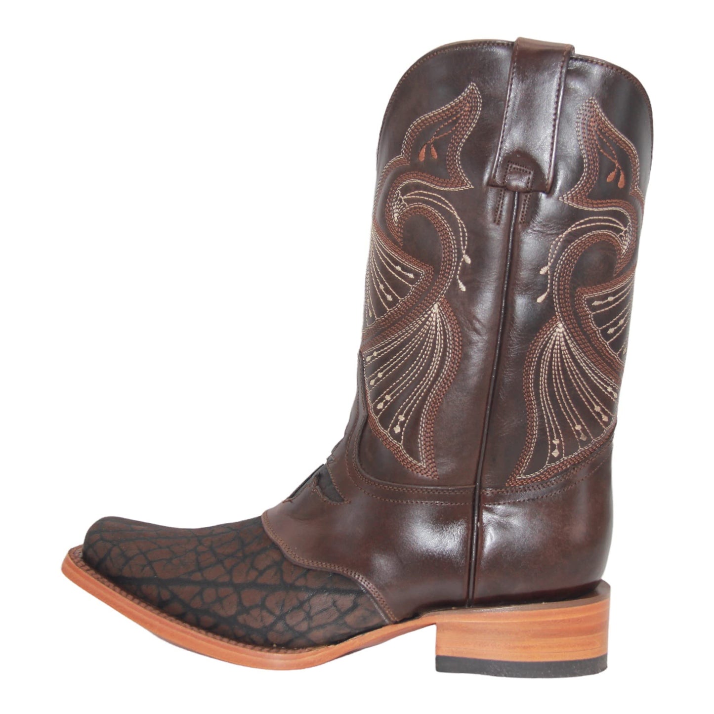 Mens Leather Square Toe Brown Dress Cowboy Boot