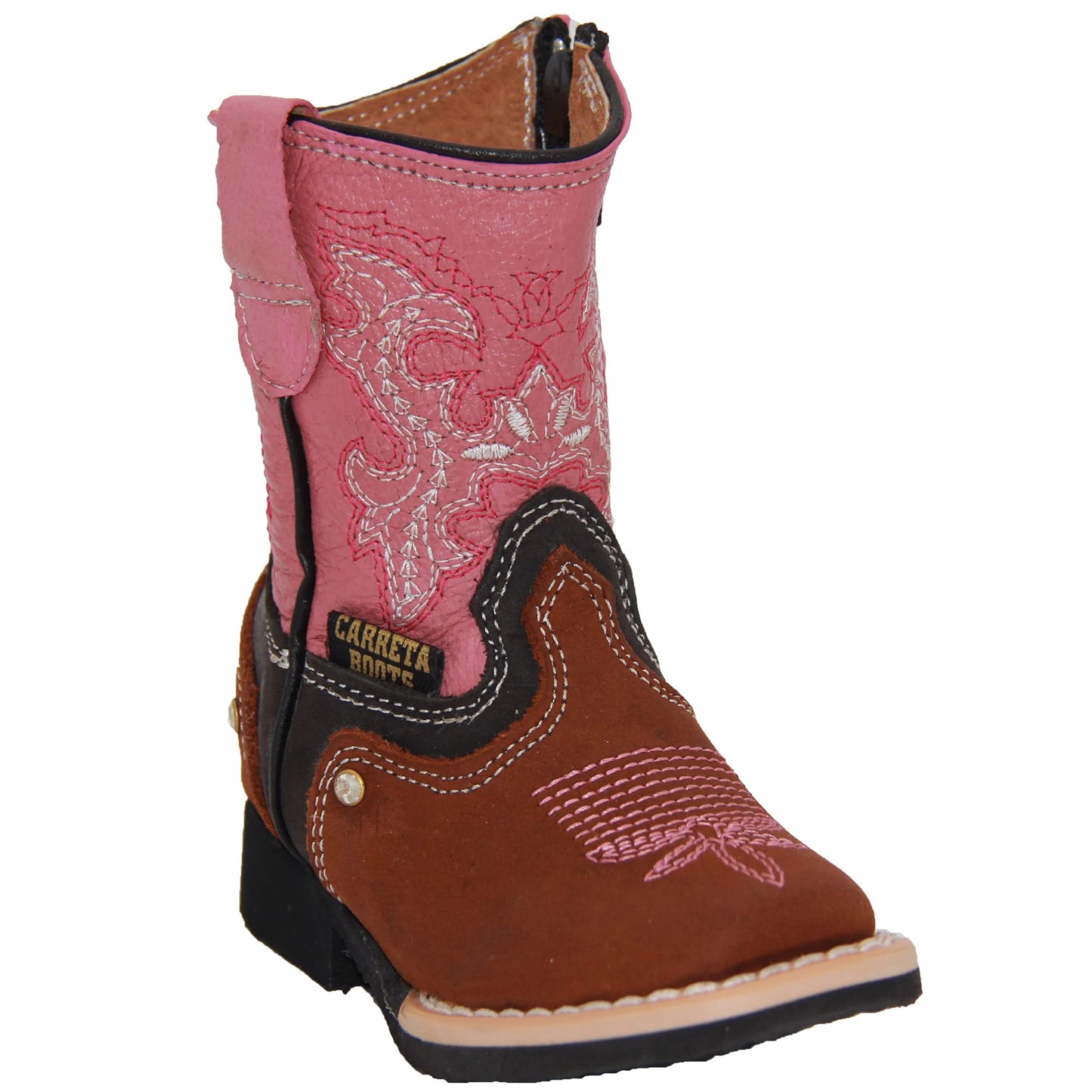 Infant Toddler Girls Pink Embroidered Cowboy Boot