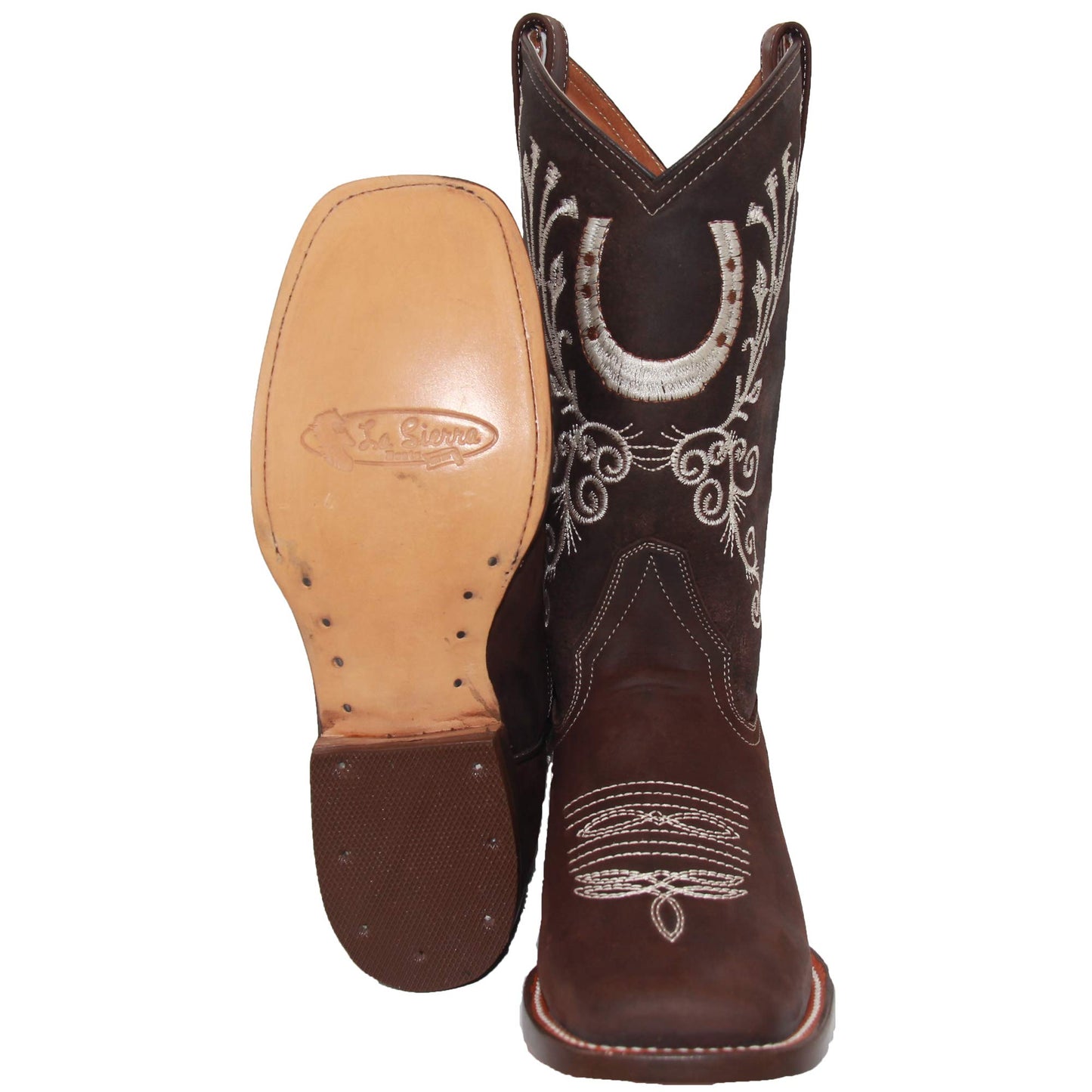 Women’s Leather Horse Shoe Stitched Cowboy Boots