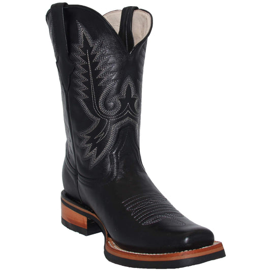 Mens Genuine Leather Square Toe Western Boots