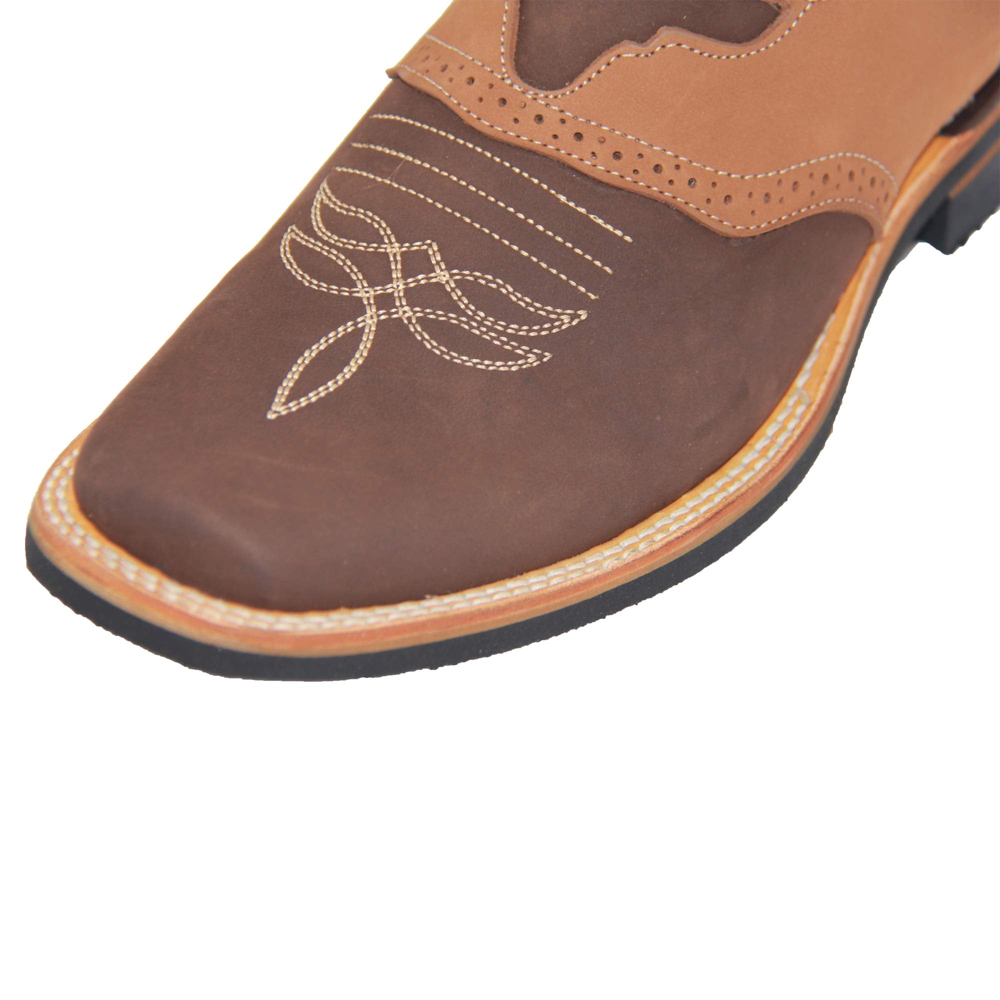 Men's Genuine Leather Western Boot Square Toe Rodeo Cowboy Boot