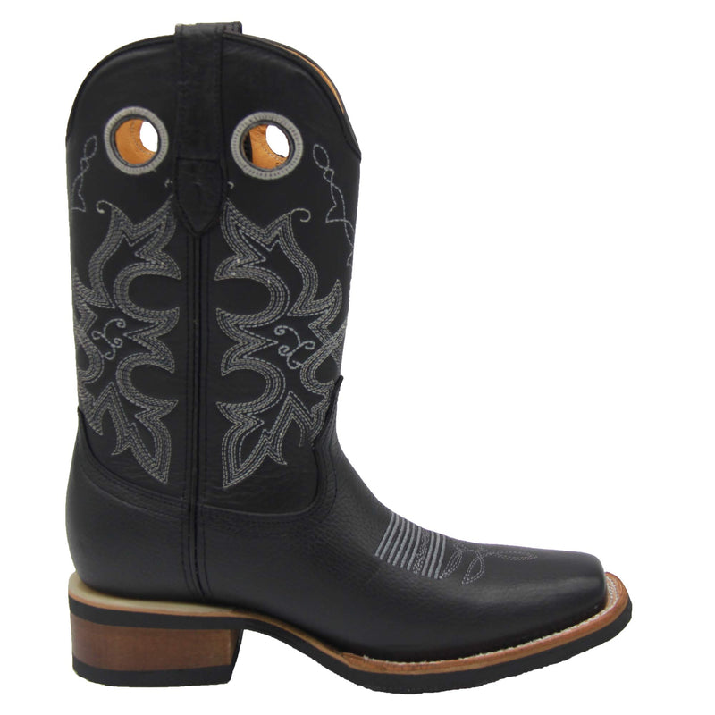 Mens Genuine Leather Cowboy Square Toe Rodeo Boots with Free Belt