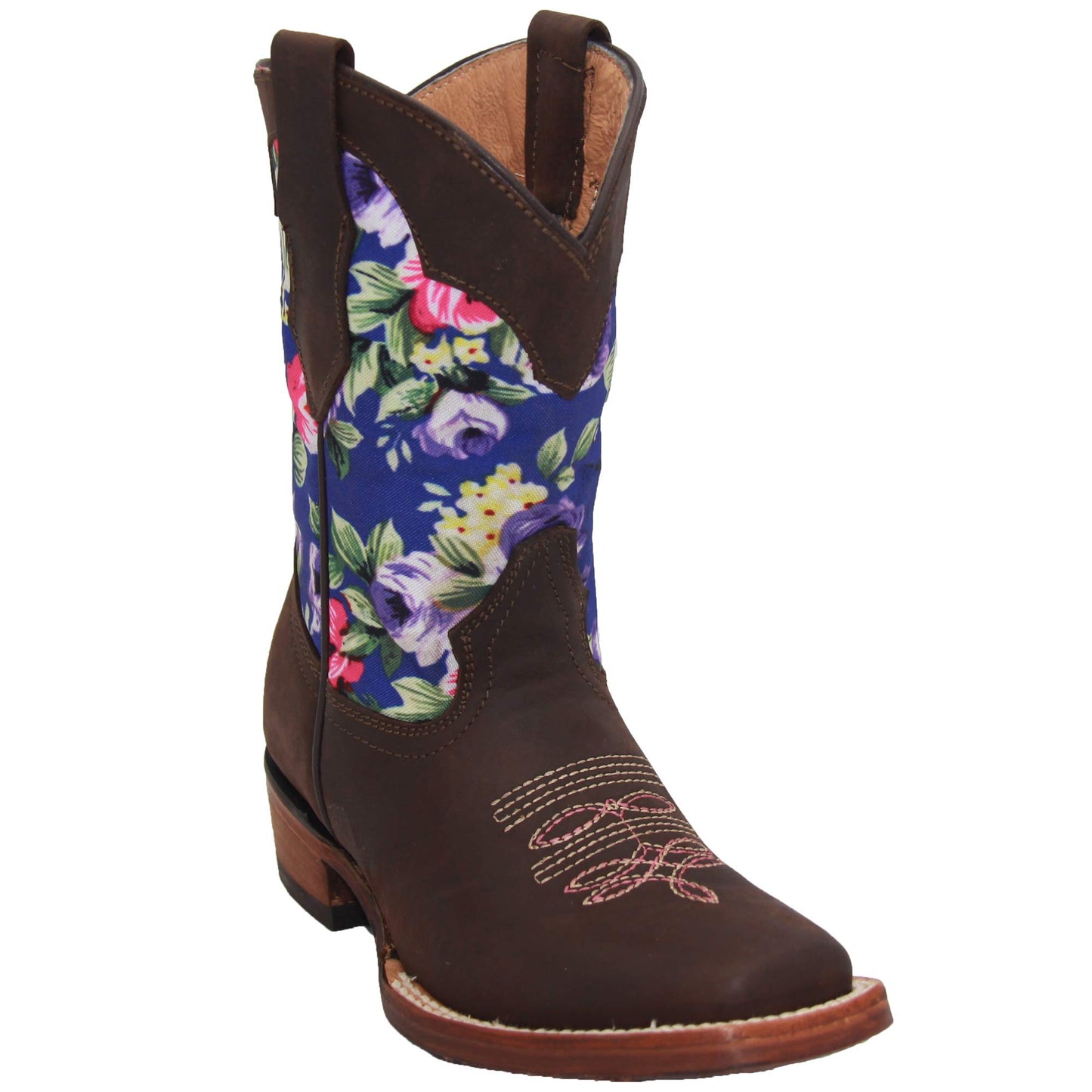 Little Girls Floral Western Cowgirl Leather Boot