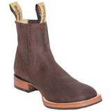 Men’s Short Ankle Square Toe Genuine Leather Cowboy Boot