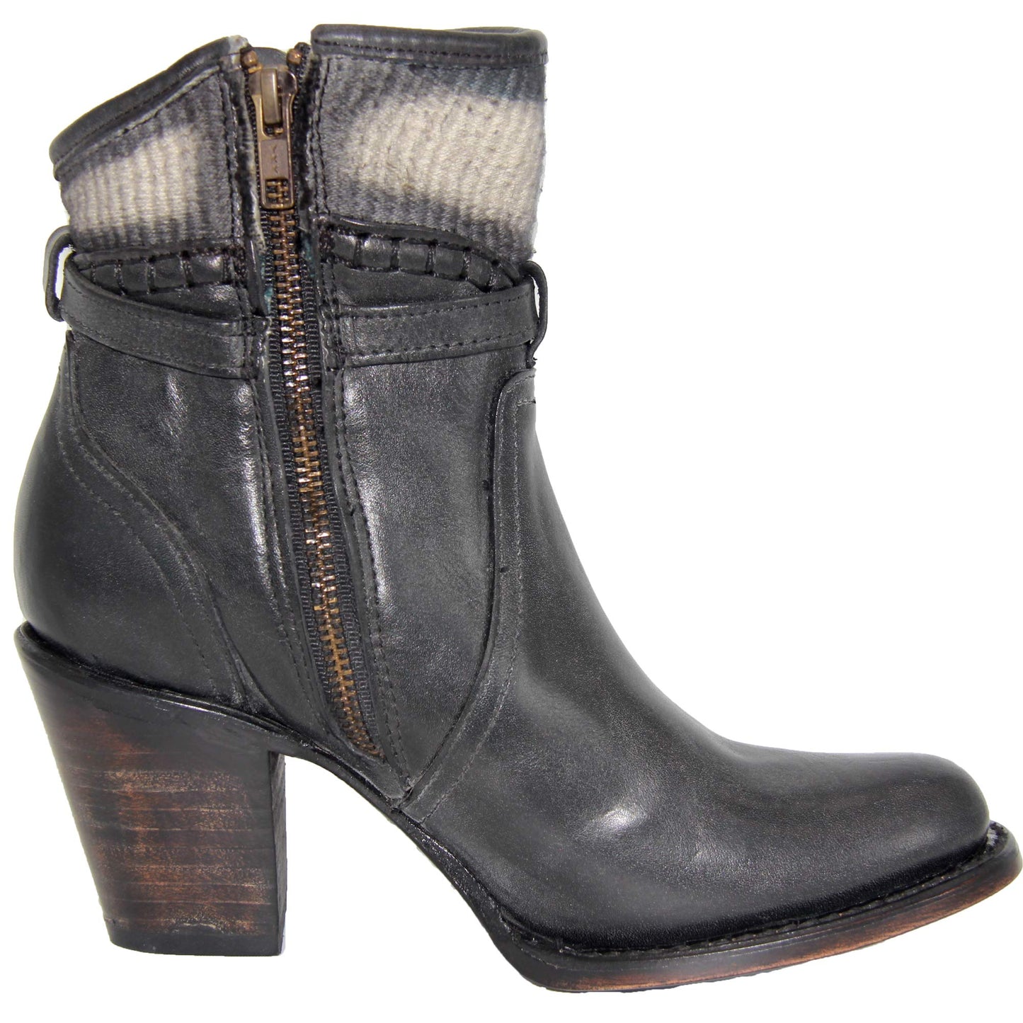 Womens Leather Western Cowboy Ankle Boot