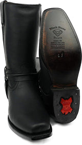 Men's Black Stone Classic Motorcycle Harness Leather Boot
