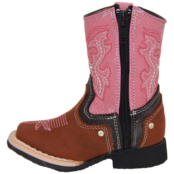 Infant Toddler Girls Pink Embroidered Cowboy Boot