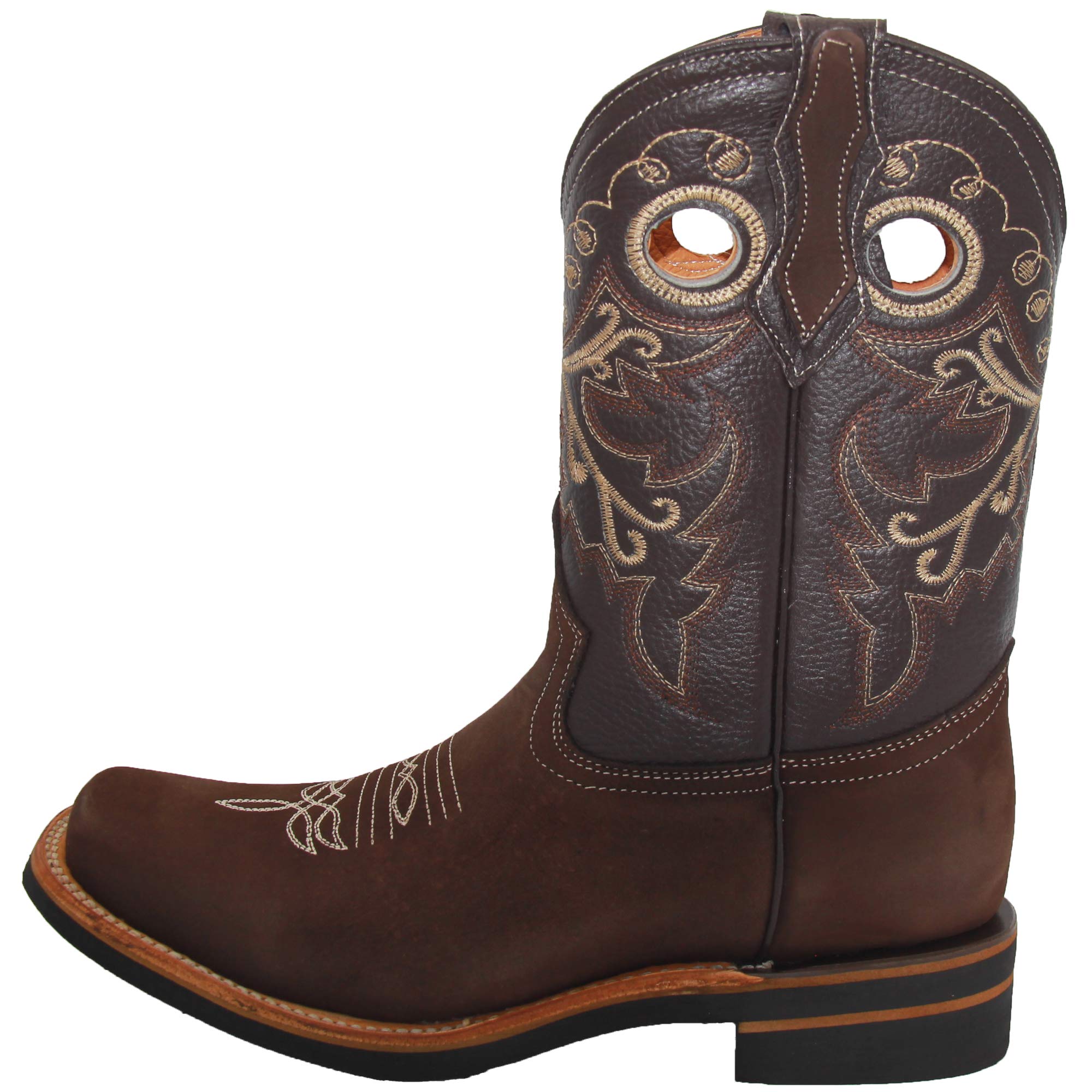 Men's Genuine Leather Western Boot Square Toe Rodeo Cowboy Boot