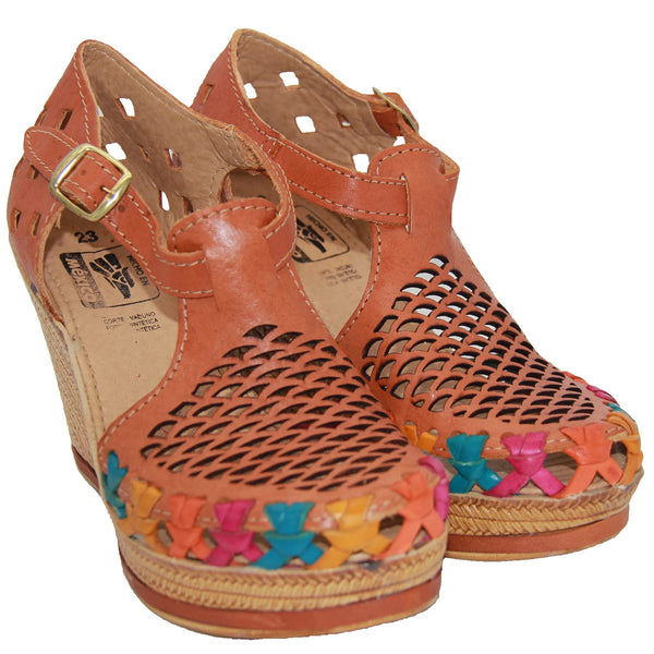 Women's Leather Mexican Huarache Wedge Sandal