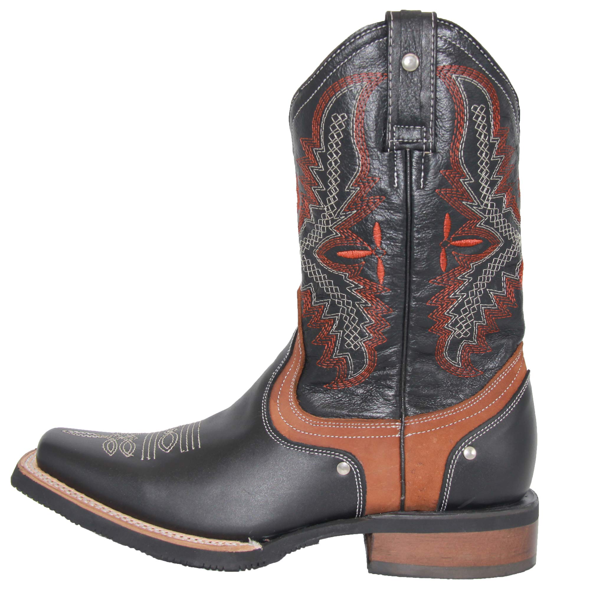 Men's Genuine Leather Square Toe Cowboy Rodeo Western Boots