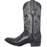 Mens Genuine Leather J Toe Black Western Boot