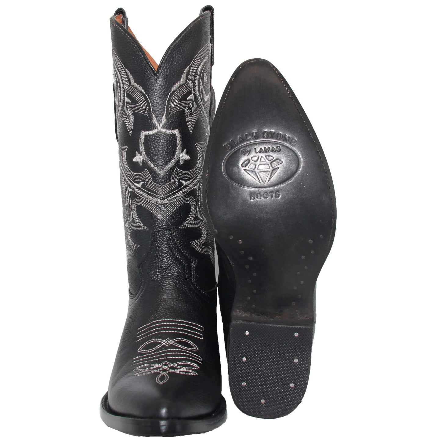 Mens Genuine Leather J Toe Black Western Boot