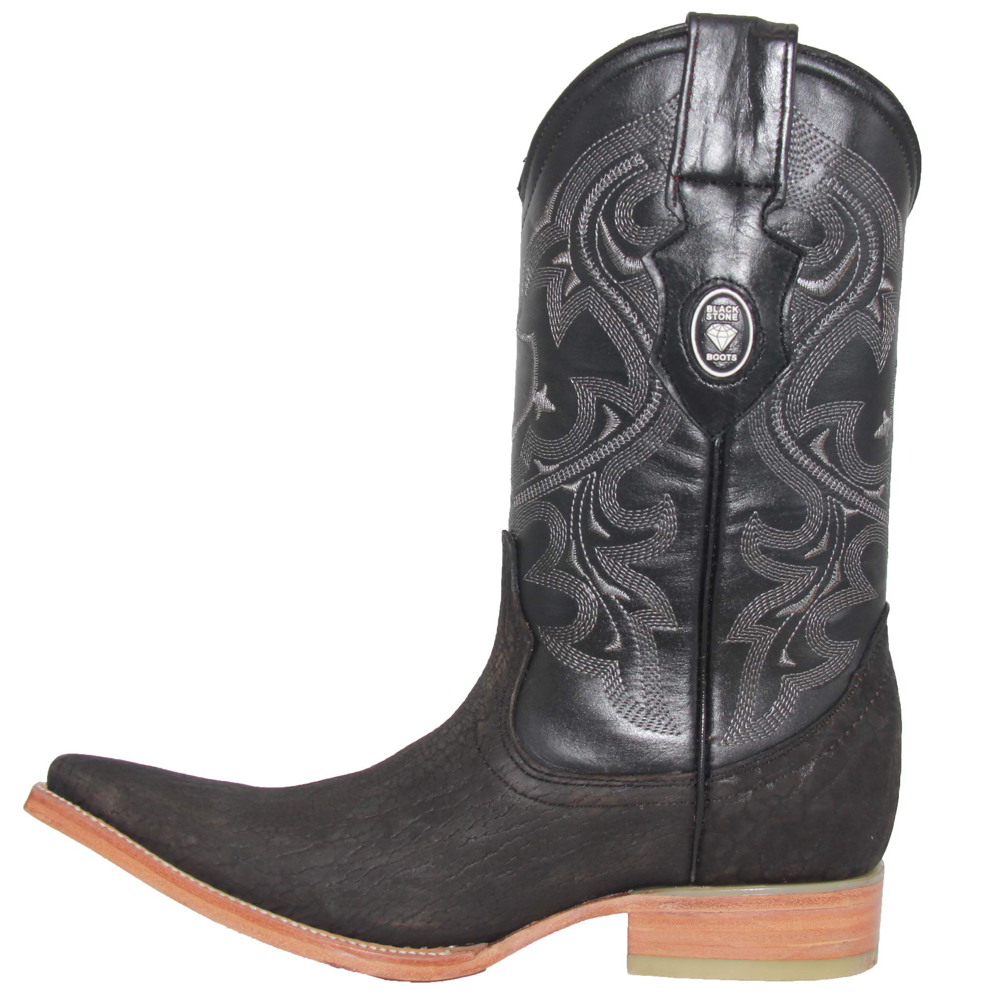 Mens Leather Cowboy Boot Snip Toe Western Leather Boot