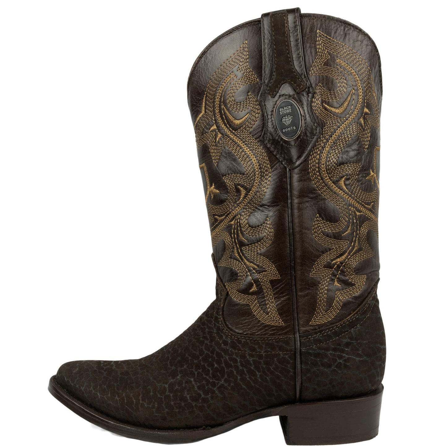 Mens Genuine Bull Neck Leather Cowboy Boot