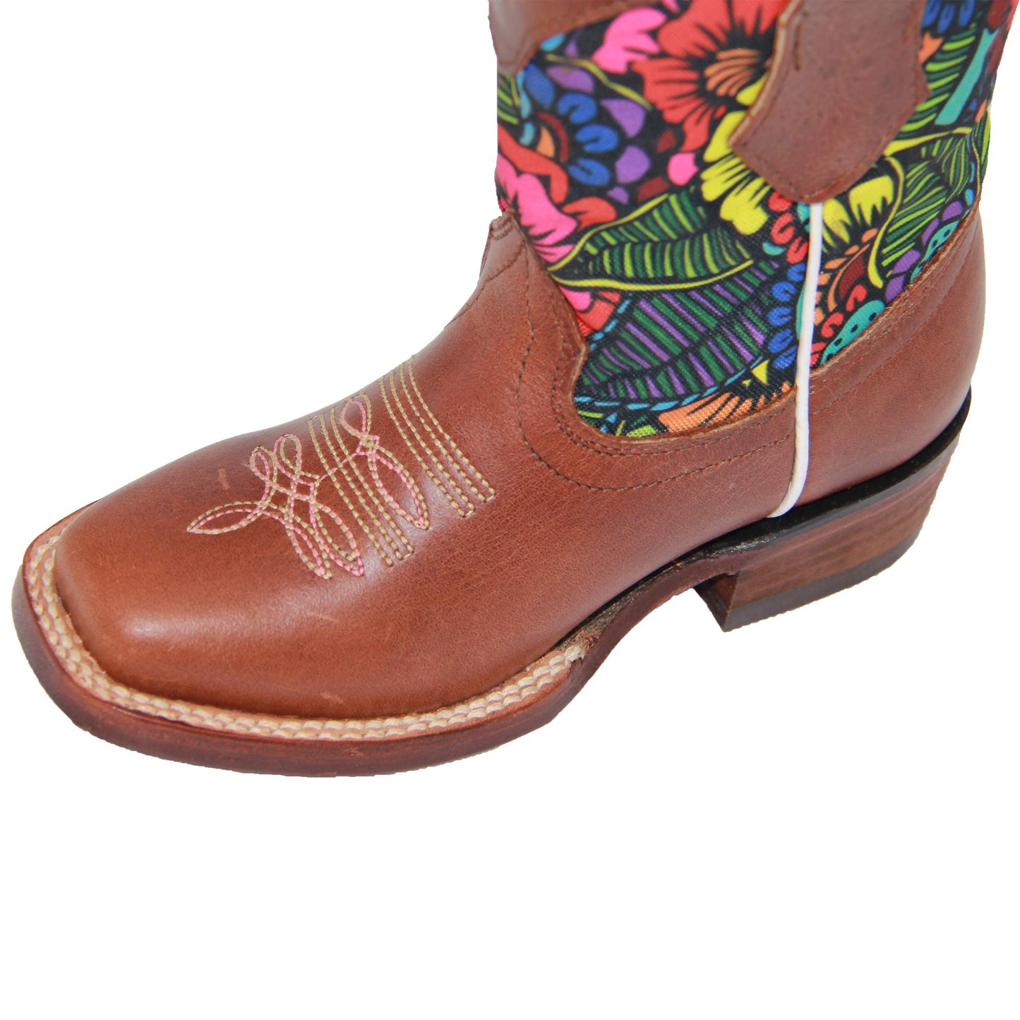 Little Girls Floral Western Cowgirl Leather Boot