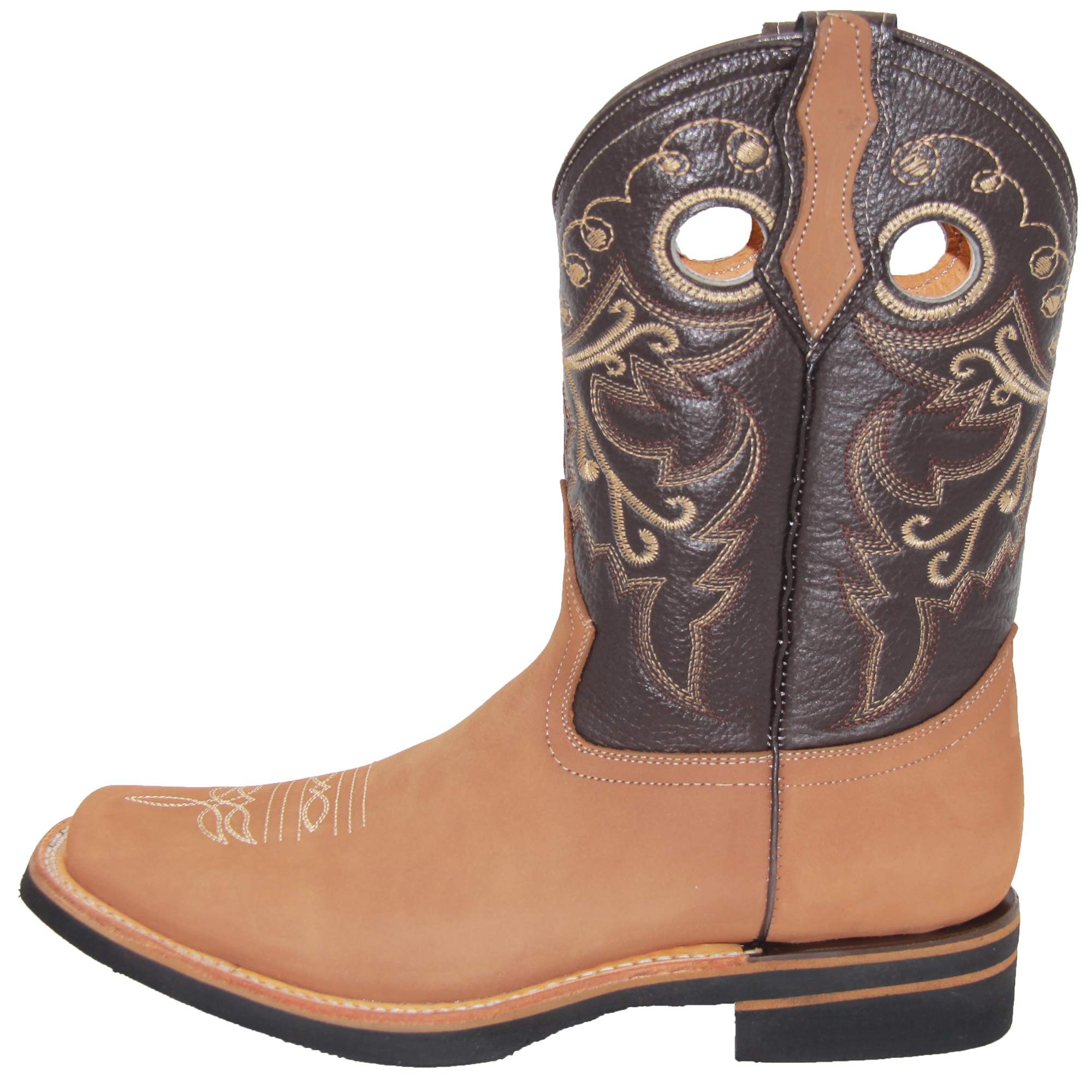 Men's Genuine Leather Western Boot Square Toe Rodeo Cowboy Boot