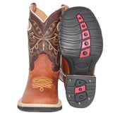 Kids Genuine Leather Square Toe Cowboy Boot (Toddler/Little Kid)