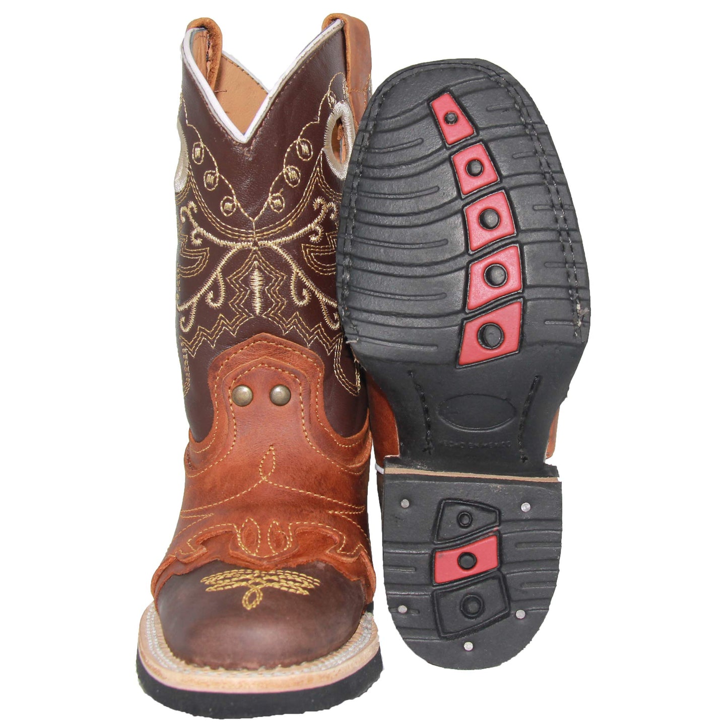 Kids Square Toe Studded Western Boot