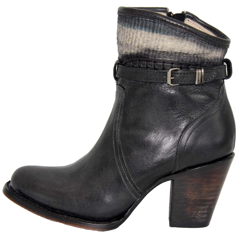Womens Leather Western Cowboy Ankle Boot
