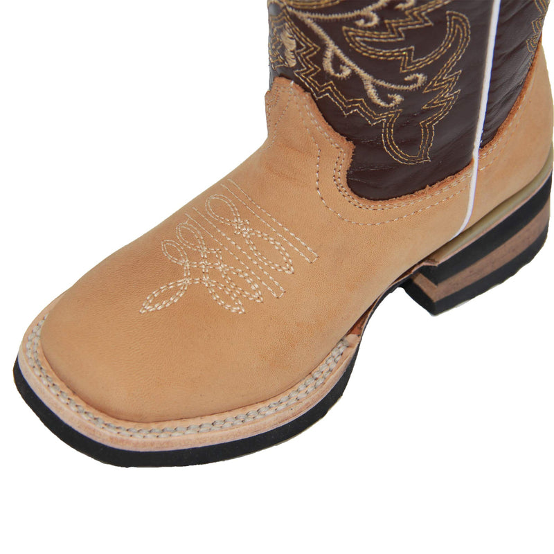 Kids Genuine Leather Square Toe Cowboy Boot (Toddler/Little Kid)